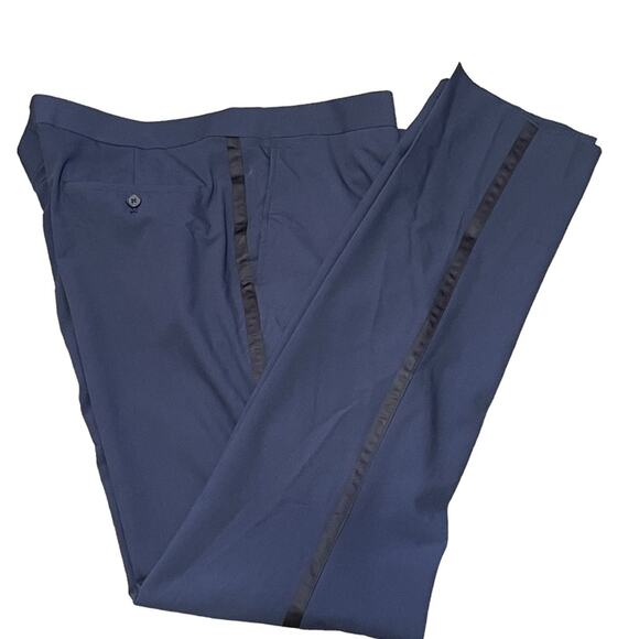 Nordstrom Rack Mens Trim Fit Navy Blue Tuxedo Dress Pants Size 42 NWT Raw Hem - Picture 12 of 14